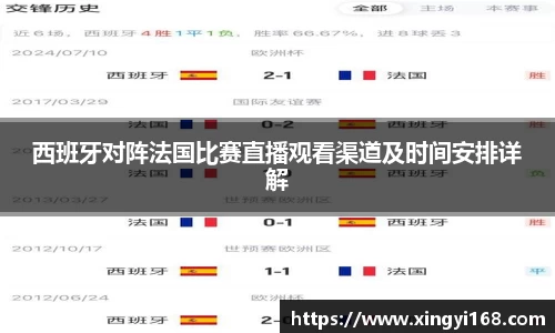 西班牙对阵法国比赛直播观看渠道及时间安排详解
